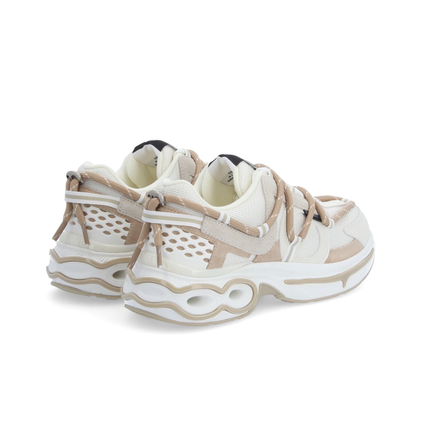 WILLO RUNNER W - KNIT/STAMP/SDE - BLANC CASSE/BEIGE/MARRON